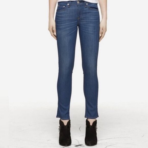 Rag and Bone Mid Rise Capri Jeans Finch Blue Size 24‎ Lyocell Stretch Denim USA - Picture 1 of 14